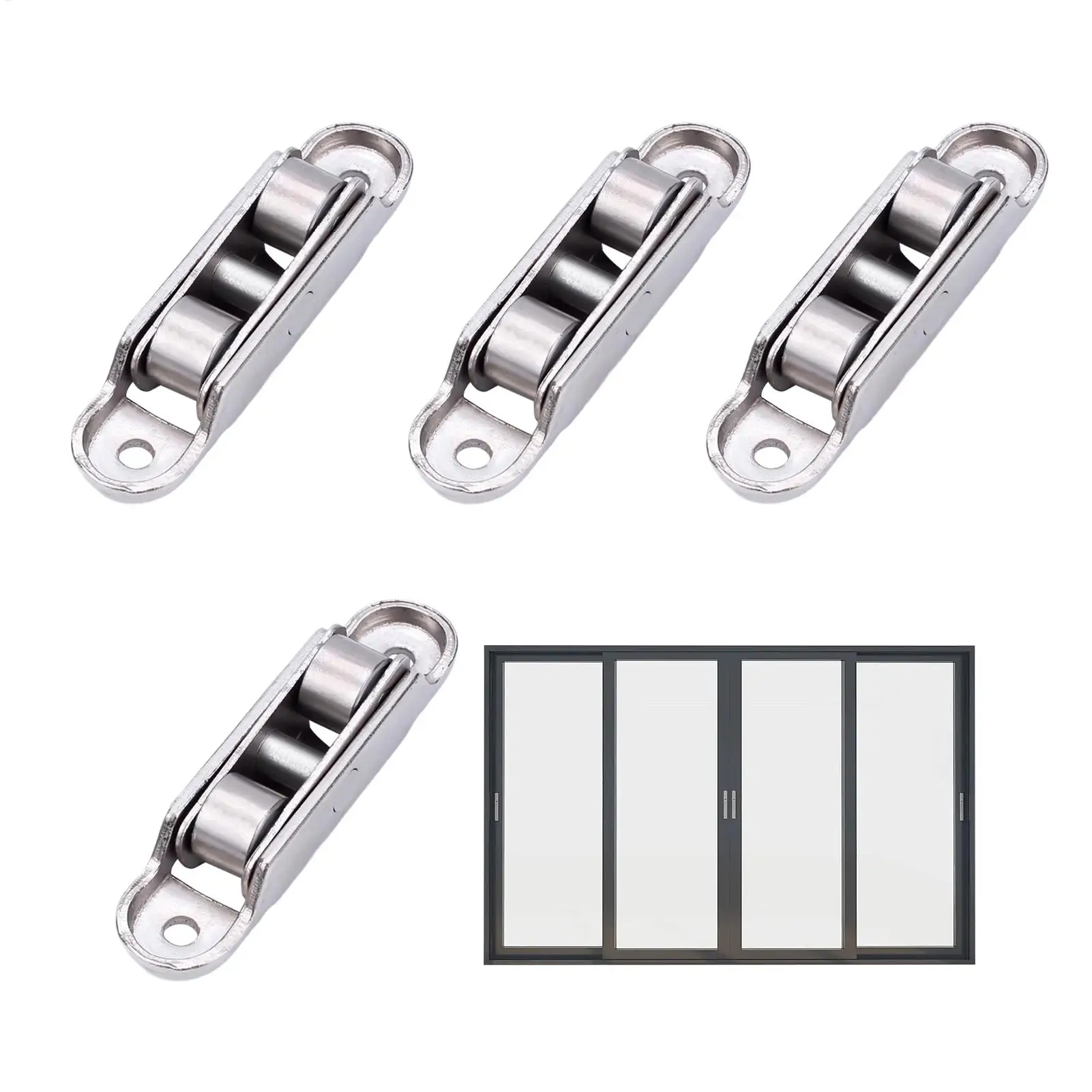 4PCS Zinc Alloy Sliding Door Rollers Adjustable Angle Window Pulley Wheels Replacement for Bedroom Balcony Kitchen Hardware