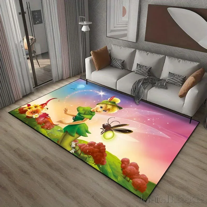 T-Tinker Bell Fairy Pattern Rug Carpets 80x120cm Decor for Bathroom Kids Floor Mat Living Room Children's Bedroom Sofa