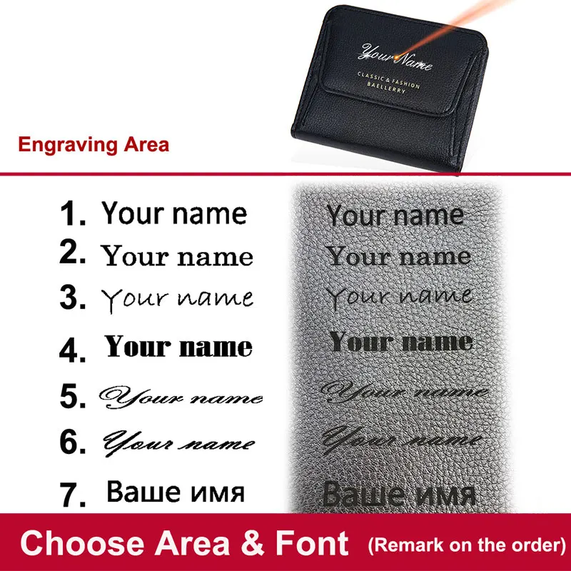 Fashionable Mini Women Wallet Name Engraving High-Quality Card Holder Simple Short Female Coin Purse Small Ladies Purse