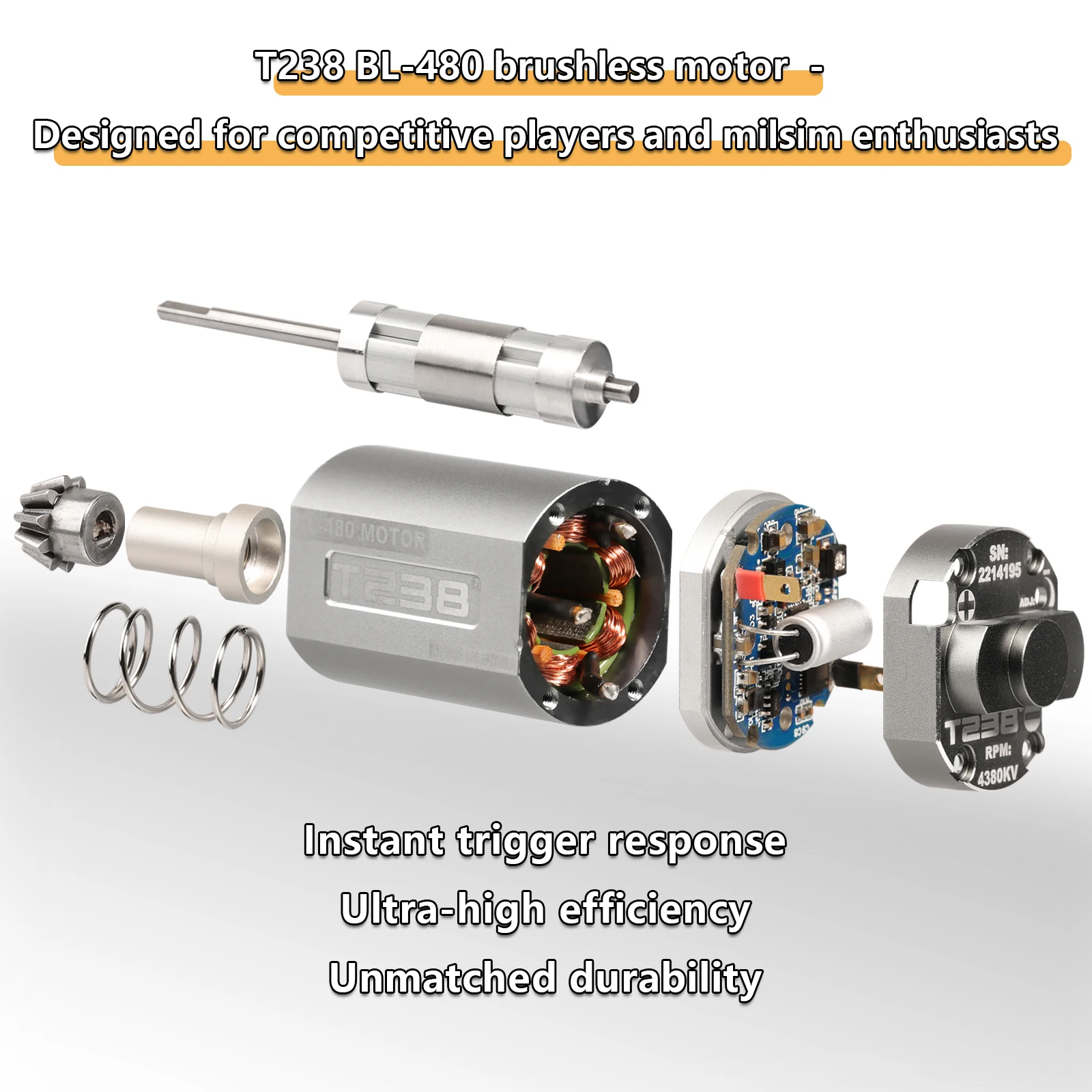 T238 BL-480 조정 가능한 브러시리스 모터 33000~48000rpm