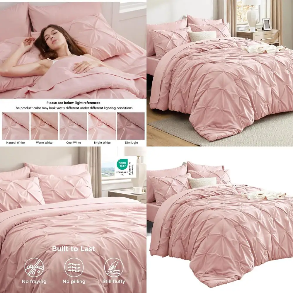 

Розовый комплект постельного белья из 7 предметов: одеяло с простынями, наволочками и шаром для кровати в сумке в подарок