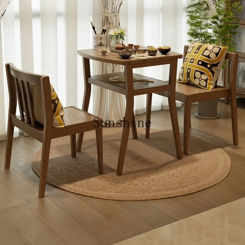 

Winter wood balcony table and chair small tea table combination casual mini coffee table three-piece set