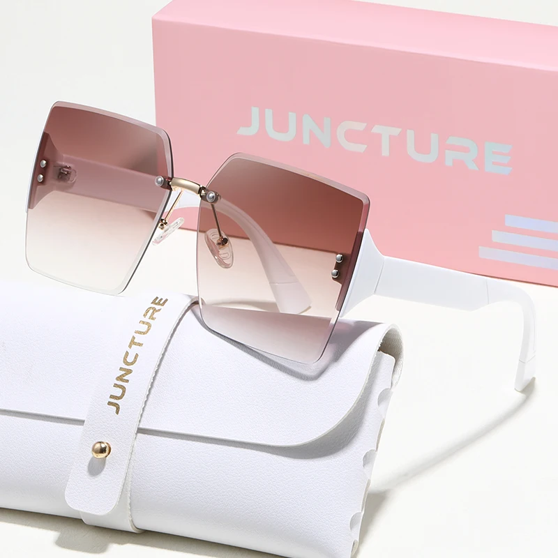 JUNCTURE أزياء النساء النظارات الشمسية بدون شفة نظارات شمسية إطار كبير التدرج سيدة نظارات حزب هدايا العيد النظارات الشمسية للنساء