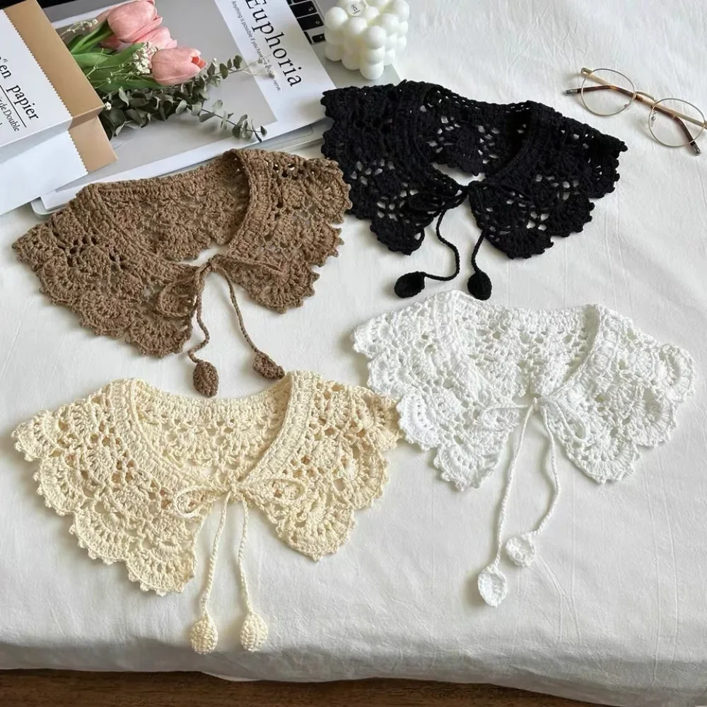 Sweet Hollow Out Crochet Shawl Round Neck Detachable Knitted Scarves Scarf Accessories Clothes Decoration