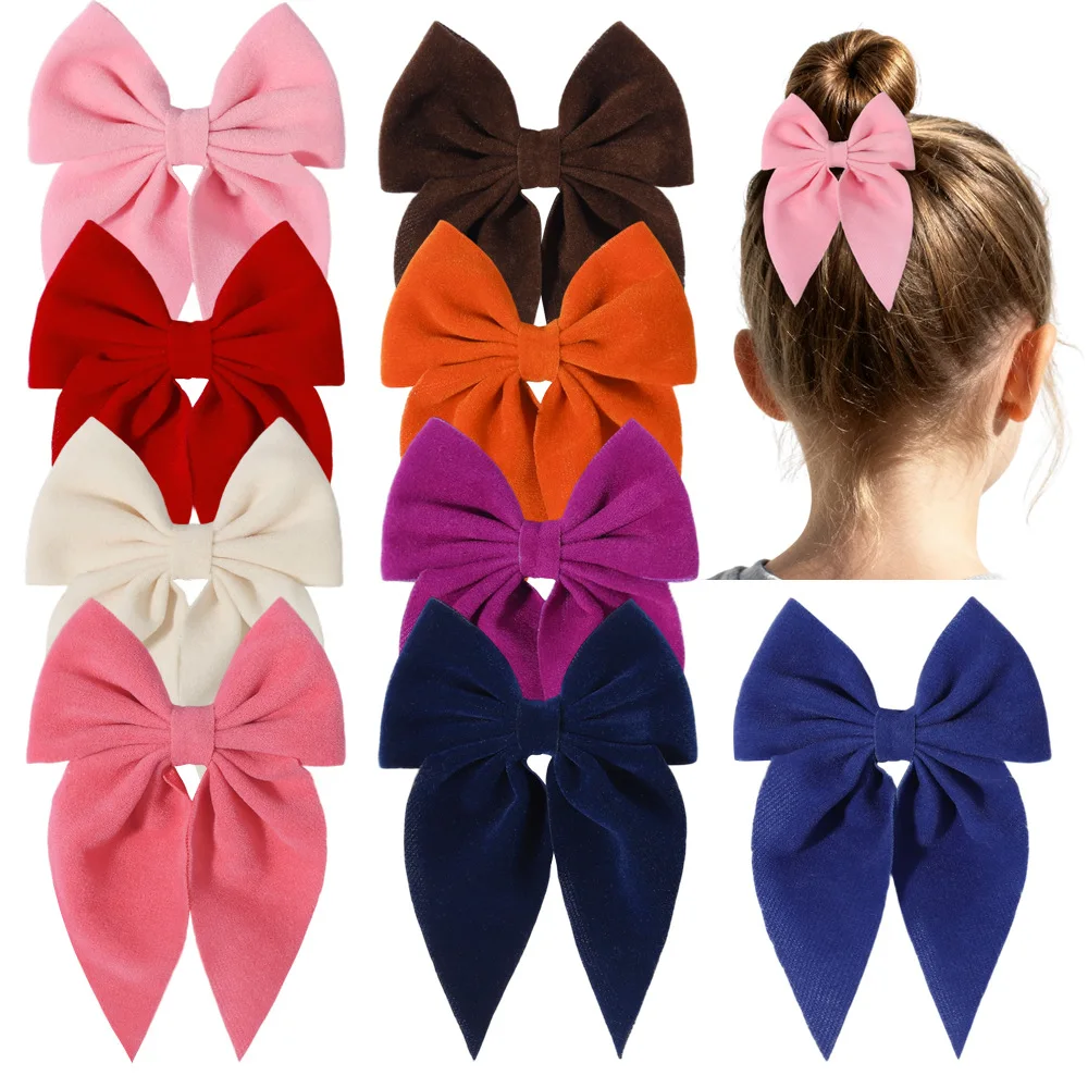 

Velvet Bow Hair Clip Children French Style Simple Small Duckbill Clip Sweet Girls Hair Styling Accessories Headwear Wholesale