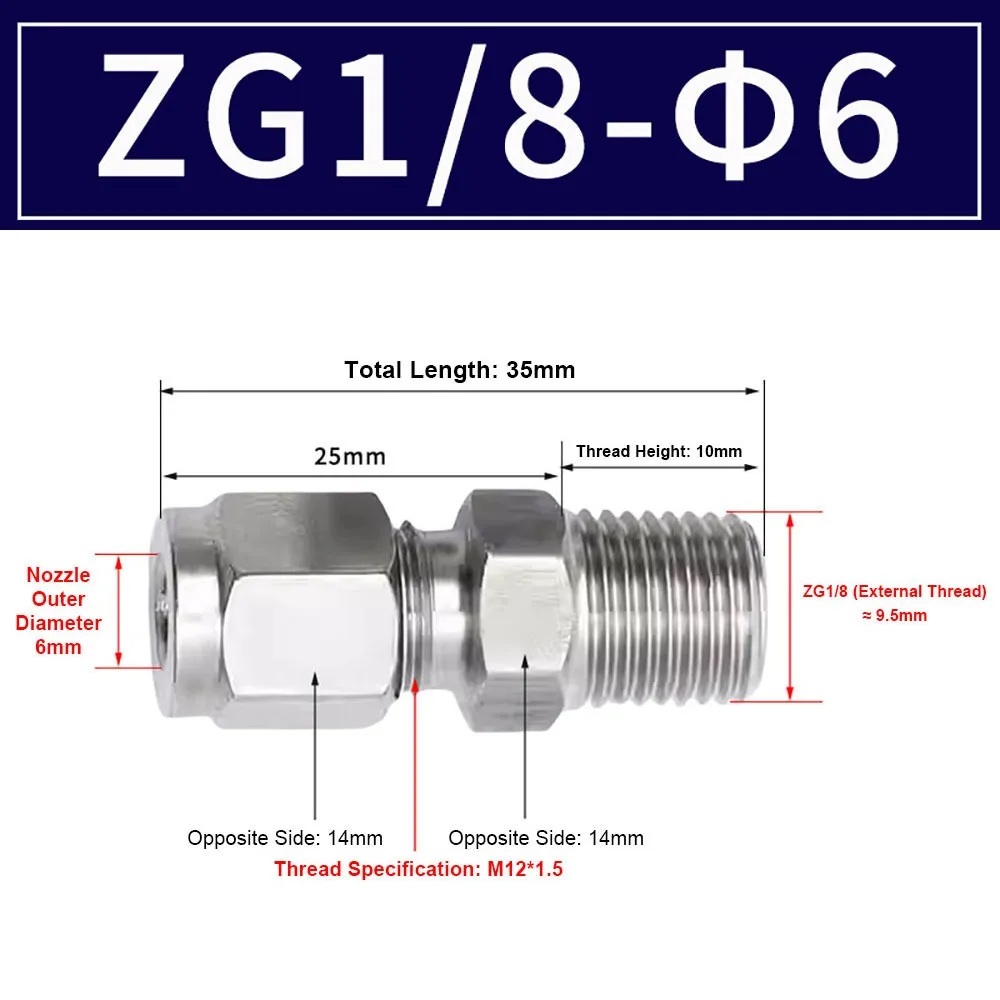 

1Pcs 1/8" 1/4" 3/8" 1/2" Male Thread to 3-16mm OD Quick Fitting Stainless Steel 304 SS Tube Connector Double Ferrule