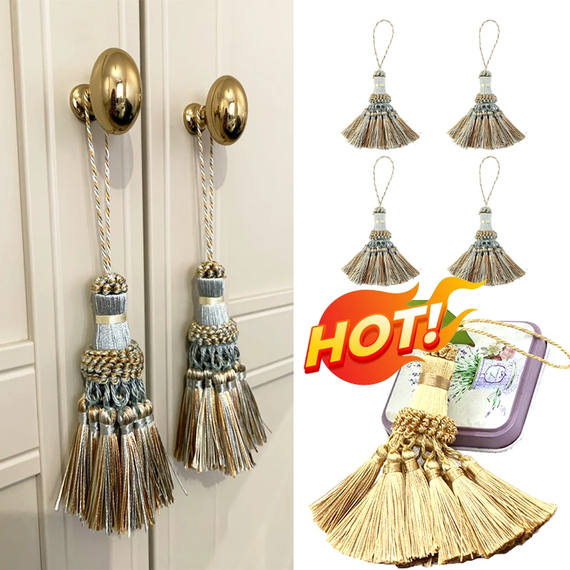 Set of 4 Tassels for Craft Elegant Polyester Tassels for Pillow Key Tassel DIY Accessories for Curtain and Home Decor Fringe Bag