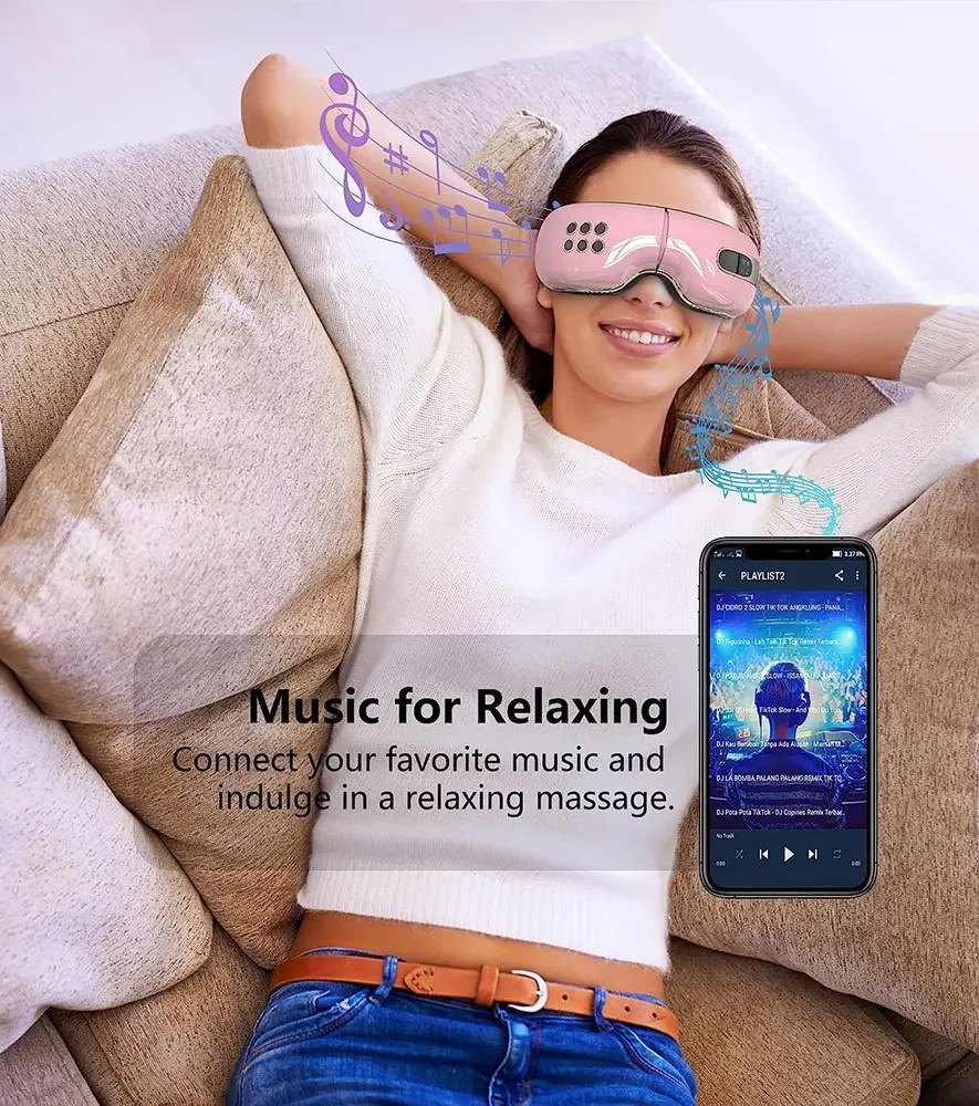 2024 جديد بلوتوث الموسيقى الذكية الكهربائية العين مدلك مع الحرارة الساخنة والباردة وسادة هوائية ذكية الاهتزاز العين الشحن السريع