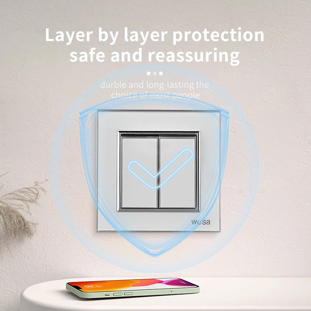 الأبيض الجدار الروك التبديل تشغيل/إيقاف 16A التيار المتناوب 250 فولت الاكريليك لوحة لهب 2 عصابة 1 طريقة الاتحاد الأوروبي القياسية الكلاسيكية زر مفتاح الإضاءة #5