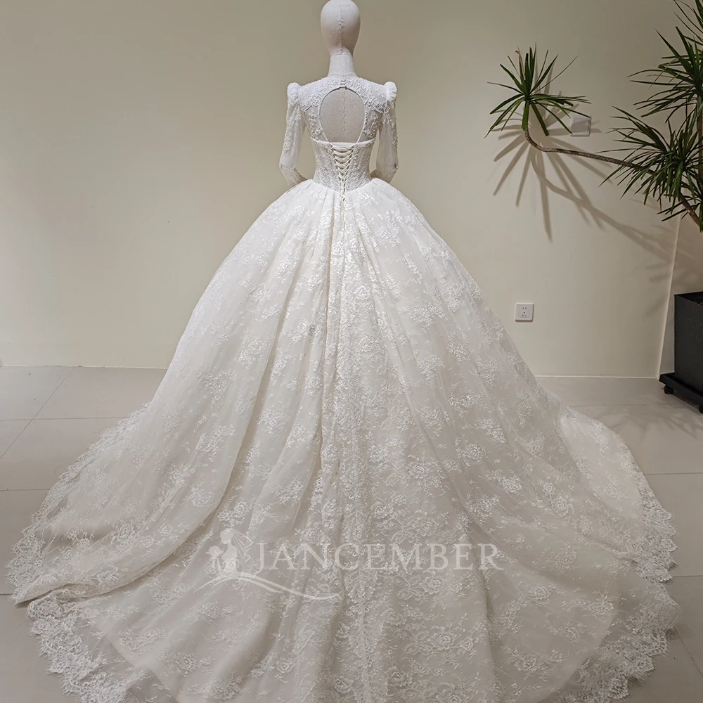 Gorgeous Brand New Wedding Dresses For Women 2026 Bride Ball Gown Customized Long Sleeves Wedding Gown Beading robe de mariée