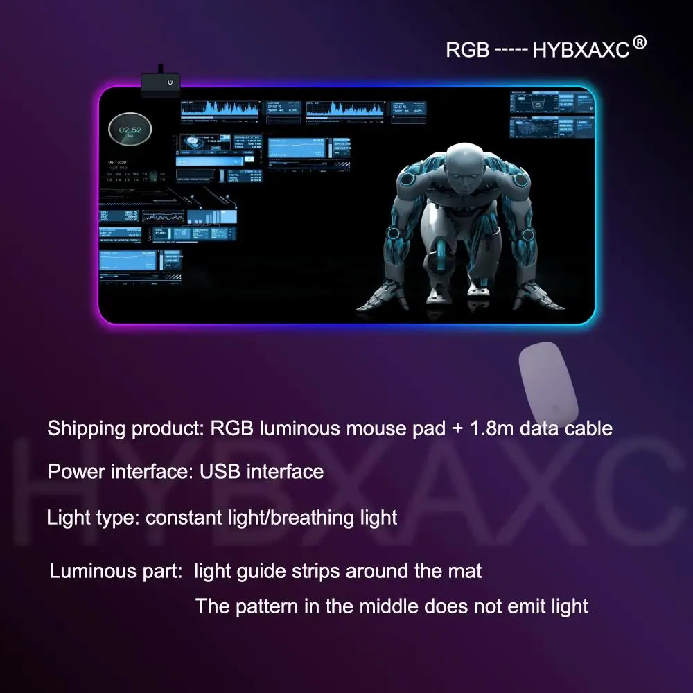 HYBXAXC 100X50CM تكنولوجيا ماوس الوسادة RGB الألعاب ماوس الوسادة حصيرة مكتبية HD ألعاب كبيرة مصباح ليد XXL RGB ماوس الوسادة