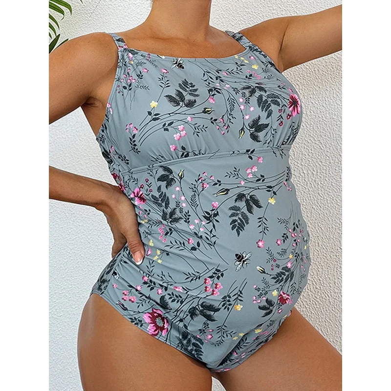 2024New Printed Pregnant Women's One-Piece Swimsuit High Waist Sexy Swimsuit Women's Bikini