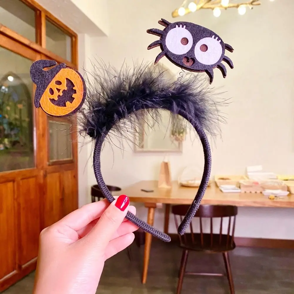 

Funny Cartoon Halloween Feather Headband Spider Pumkin Halloween Hairband Hair Hoop Witch Hat Pumkin Hairband Lady