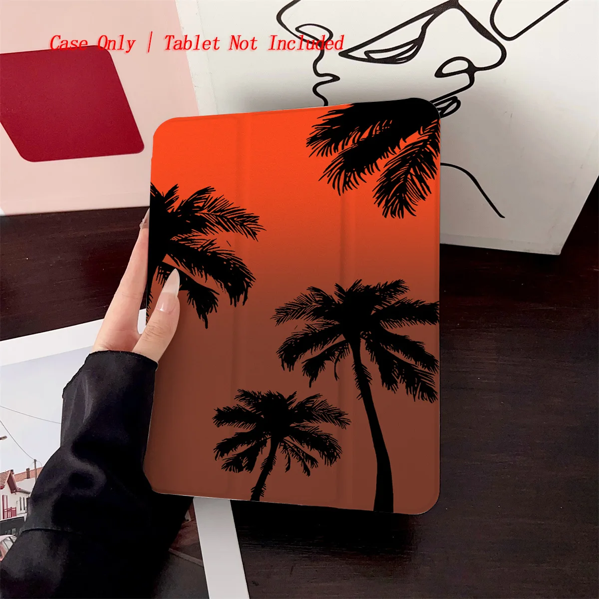 

Apple iPad Case 360° Rotatable Foldable - Sunset Red & Coconut Trees Graphic (Durable Shockproof)