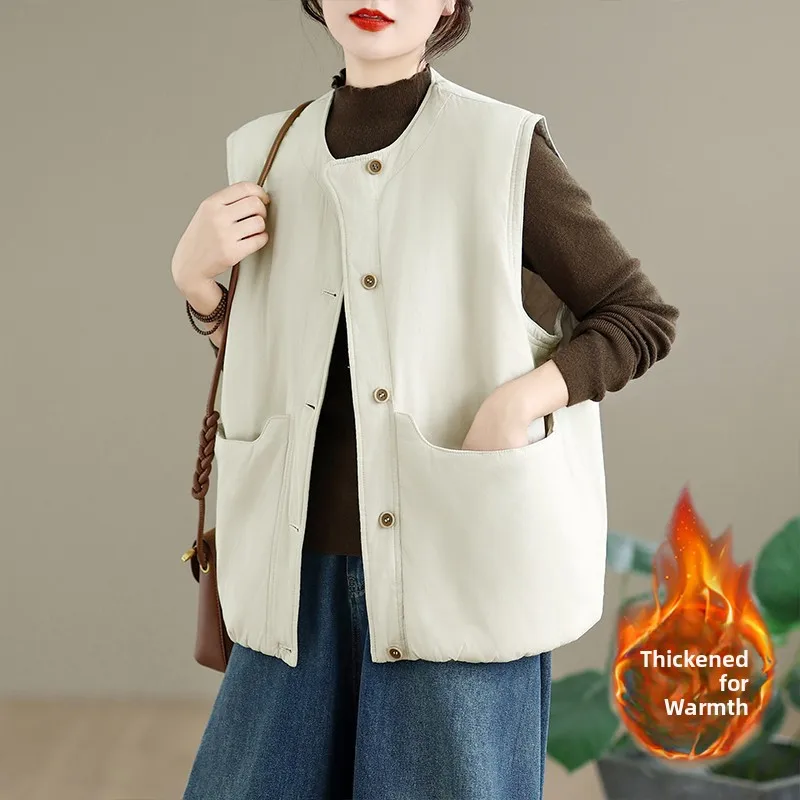 Casual Cotton Jacket Women's plus Size Diamond Pattern Retro Style Autumn Winter Fashionable Outerwear Comfortable Cotton Coat