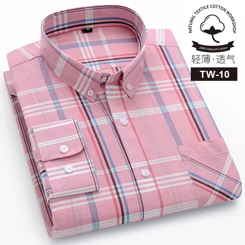 New Arrival Striped Plaid Shirt Men Long Sleeve Slim Fit Fashion Social Formal Men Shirts 100 Cotton Long Sleeve Shirt Men Casua