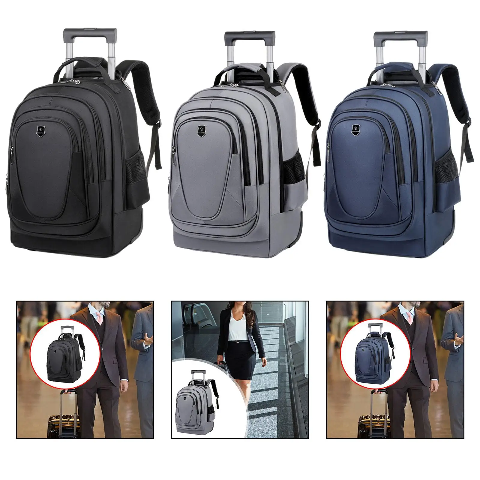 

Rolling Backpack Portable Versatile Wheeled Backpack Suitcase Bag Computer Backpack for Trolley Overnight School Travel Camping