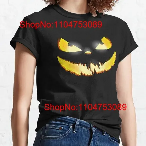 Scary Halloween Pumpkin Face Classic T Shirt vintage Washed Stylish Versatile Unisex designer clothes Casual fashion Slightly