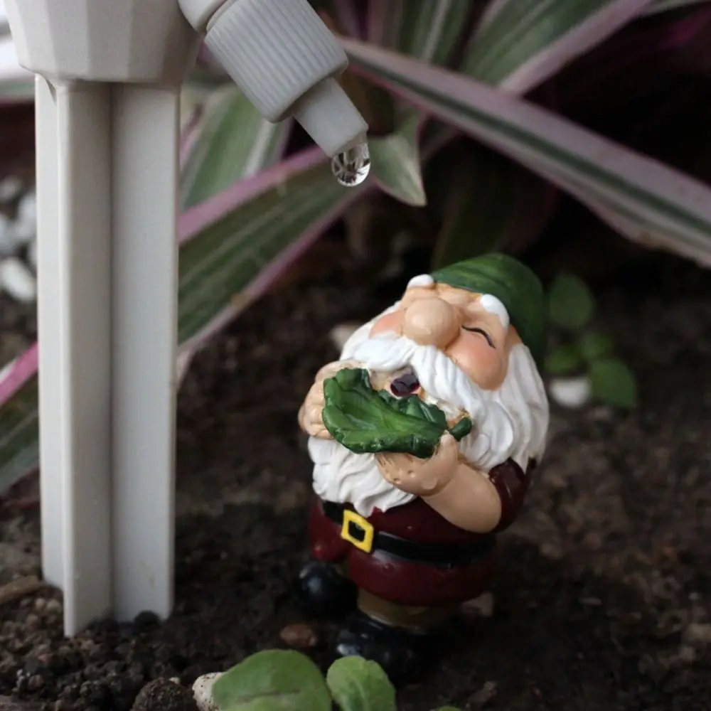 Resin Gnome Self Watering Spike Rustic Adjustable Gnome Automatic Watering Can Decorative Potted Plant Waterer Garden Supplies