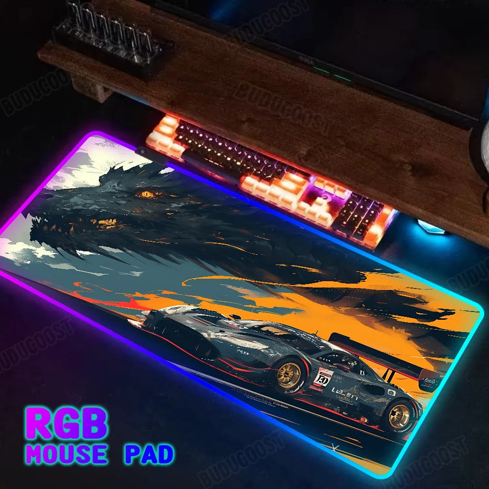 Rgb mouse pad 900x400 GTR racing Mousepad led mat Expansion pad lighting Cool carpet xxl Personalized carpet backlight table mat