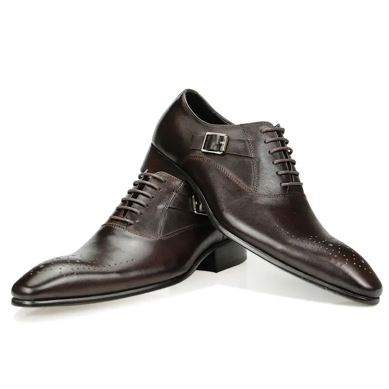 Luxury Factory Handmade Men Leather Dress Shoes Classic Wedding Party Oxford Pointed Toe Business Formal Shoes Genuine Leather