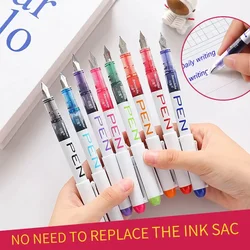 0.38/0.5mm Fountain Pen Writing Large Ink 8 Colors Straight Liquid Color Pen EF Tip Fountain Pens Office School Supplies