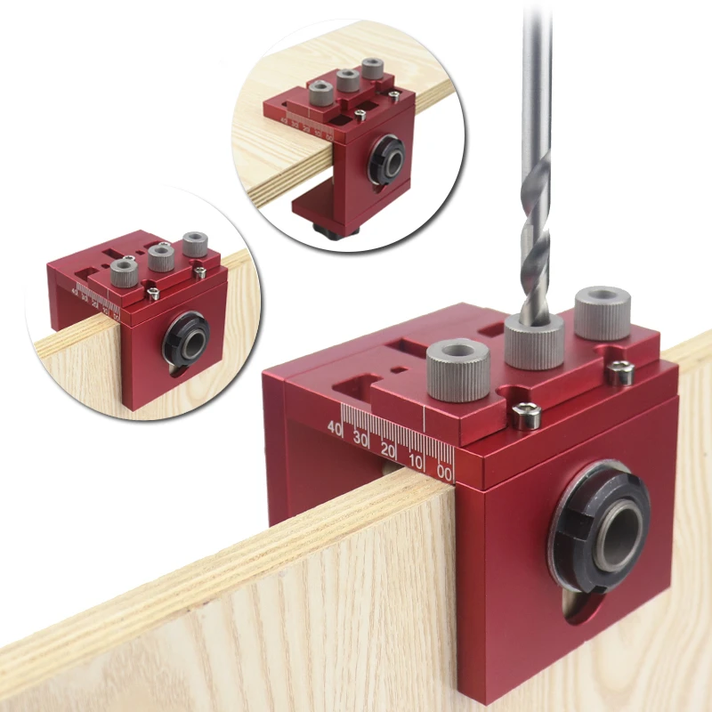 3 in 1 Removable Doweling Jig Kit Drilling Guide Locator Hole Jig Pocket Hole Puncher For Cabinet Joinery Woodworking DIY Tool