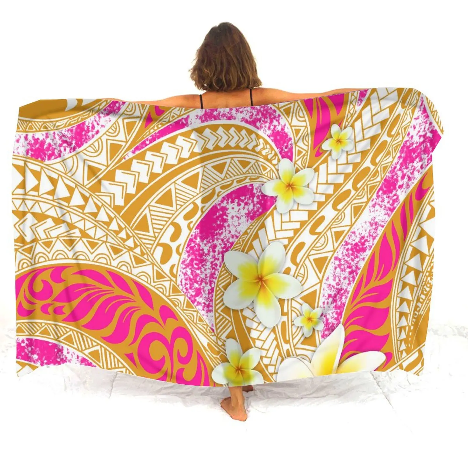 Sarong maillot de bain femme une pièce artistique Floral personnalisé polynésien Bikini couvrir complète coupe-vent exquise veste Saron