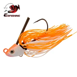 ESFISHING Fishing Hook Jig Head 4pcs 7g  1/0 2/0 Silicon Skirts Fishing Lures Soft Bait Metal