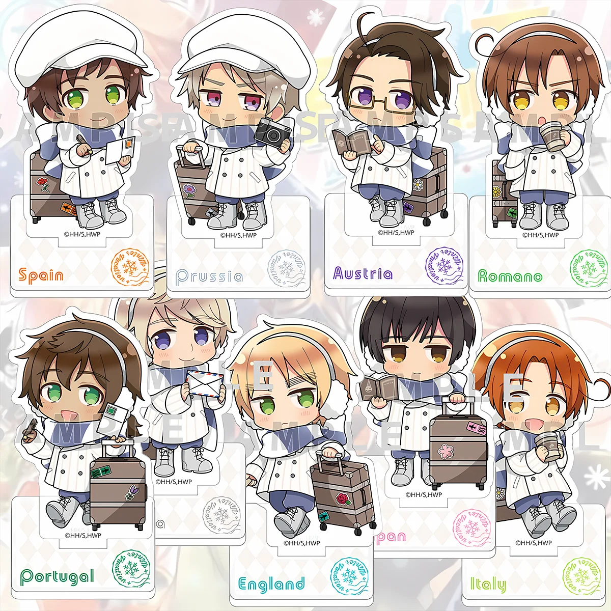 Anime Hetalia Axis Powers 10cm HD Acrylic Stand Feliciano Wang Yao Unique Gift 4th of July Present Desk Keychain Anime Decor Orn