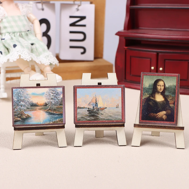 Dollhouse 1:12 Scale Antique Square Frame Painting Wall Photos Painting Mural Wall Picture For Dollhouse Miniature Accessories