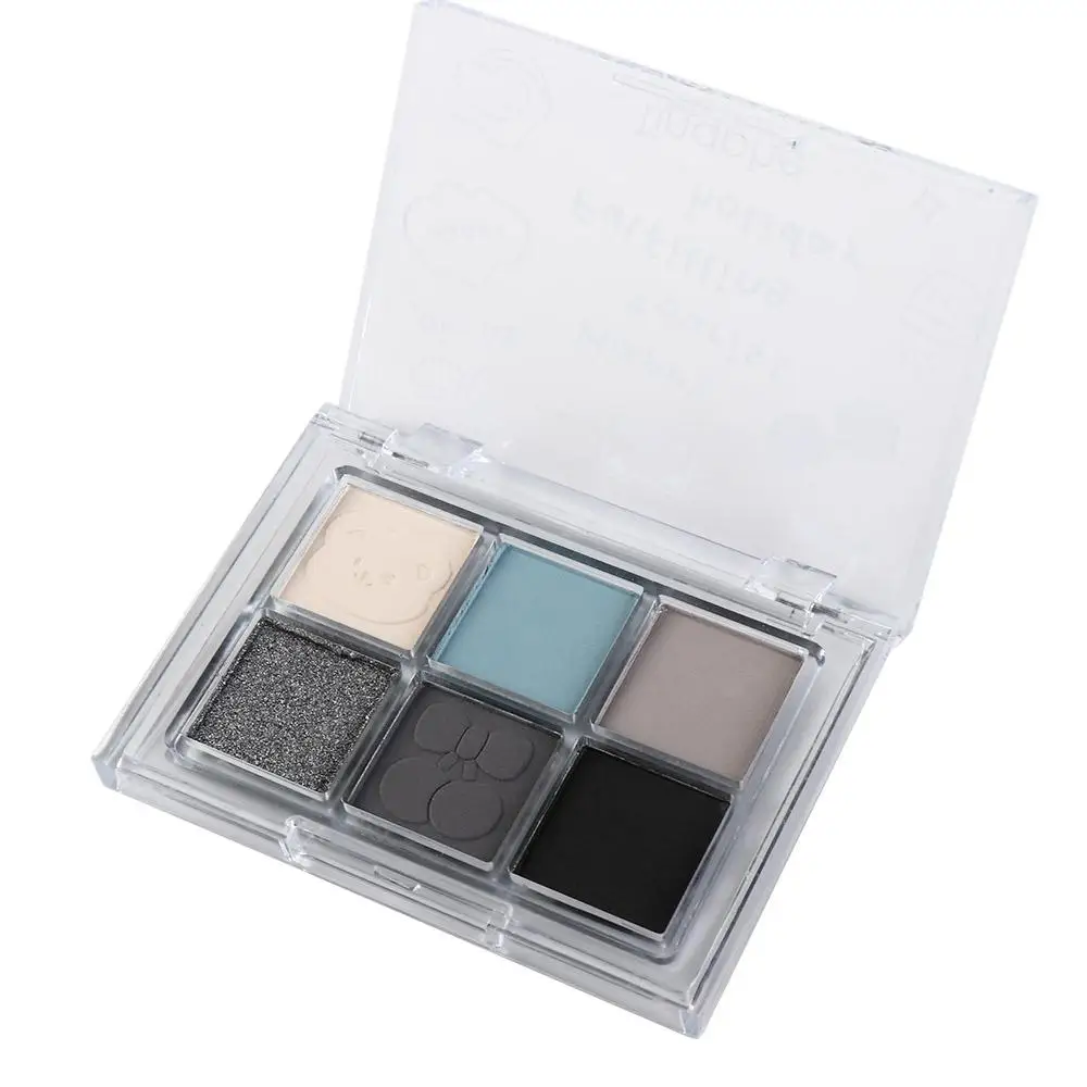 Palette di ombretti impermeabili a 6 colori Ombretto affumicato blu luccicante a lunga durata Glitter Illumina i pigmenti degli occhi Cosmetici