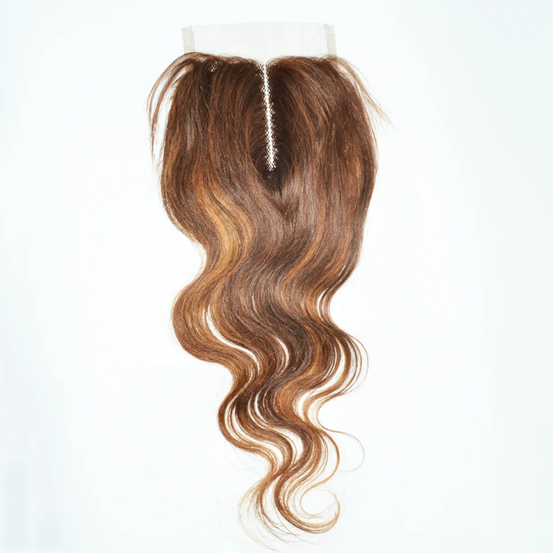 Highlight Color Body Wave 4x1 T Part Lace Closure Pre-Plucked Brazilian Remy Hair 10-14 Inch P427 Honey Blonde Closure