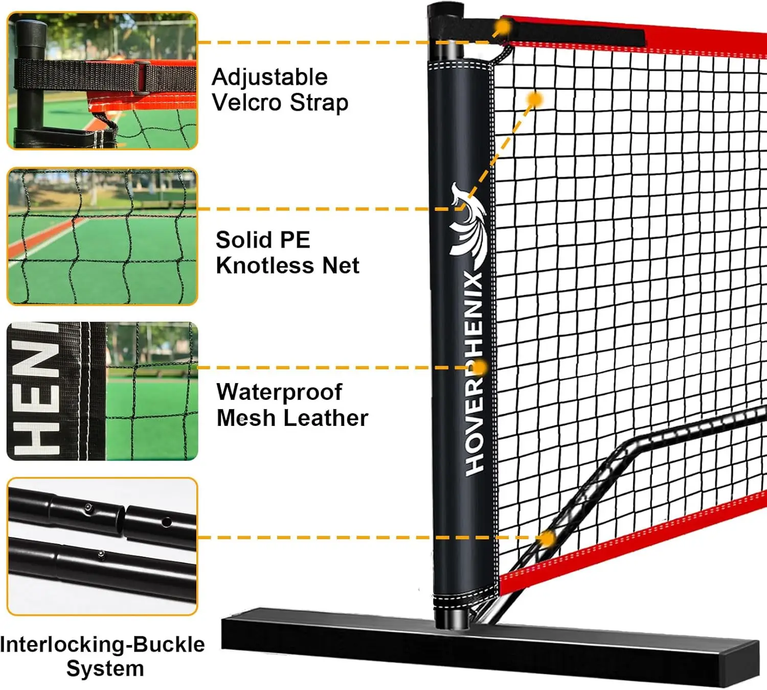 Conjunto de pickleball de tamanho de regulação FT com pás de rede e fibra de vidro, conjunto de 4, pickleballs ao ar livre e bolsa de transporte