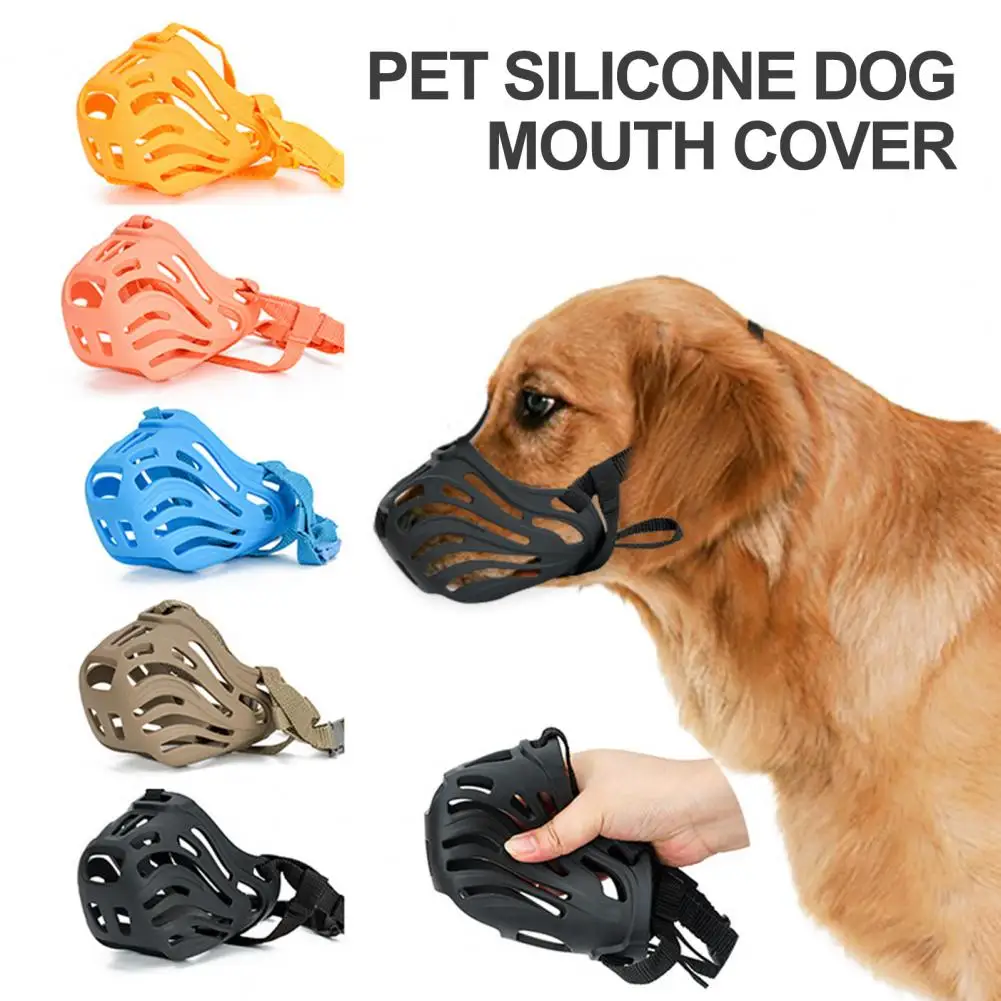 

Silicone Dog Muzzle with Adjustable Strap Prevent Bite Pet Muzzle Anti-Barking Dog Basket Cage Muzzle for Medium Large Dogs