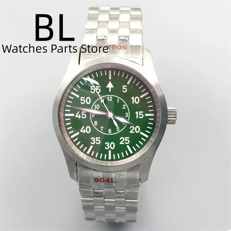 BLIGER 36mm/39mm Steel Pilot NH35 Movet Dive Watch For Men Green/Blue Black Dial With Super Green Luminous Micro Domed Sapphire