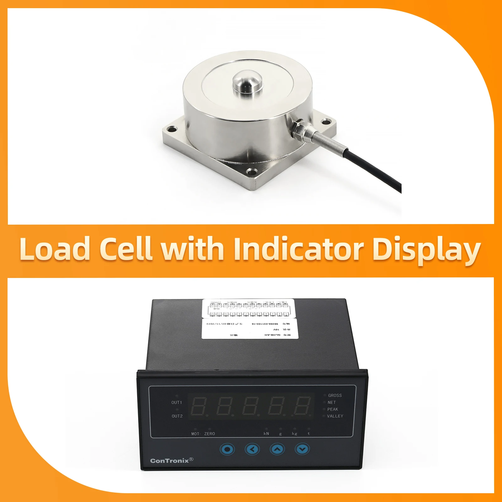 Spoke Load Cell Sensor with Indicator Display,Test Tension and Compression Weight Pressure,160*80mm Indicator  200KG 5T