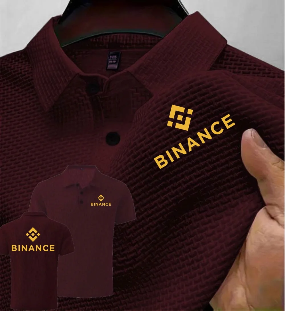 جديد الرجال بولو قصيرة الأكمام Binance التشفير المحملة الحرير الجليد تنفس موضة تي شيرت الذكور الملابس التلبيب القمم #4