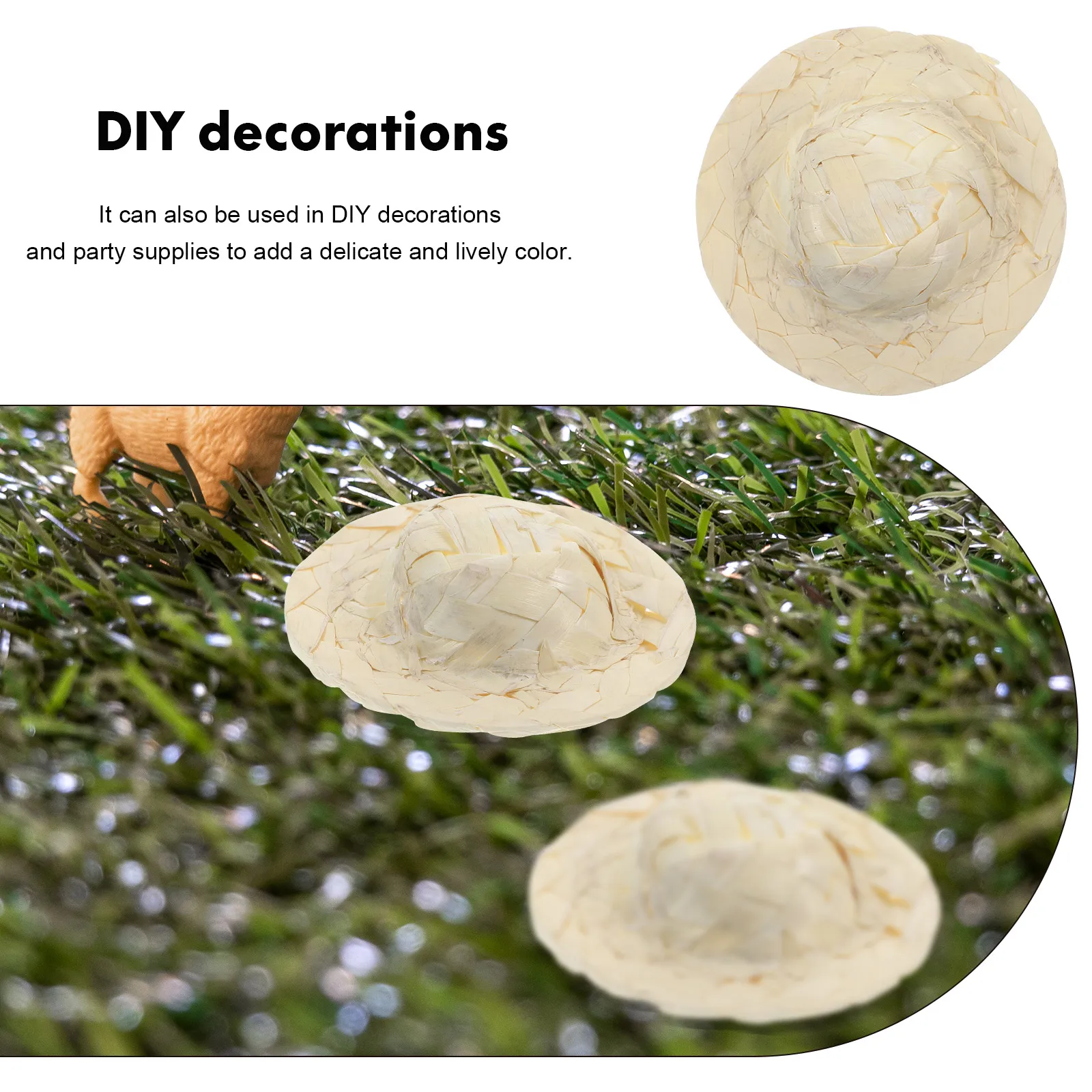 

10pcs Mini Straw Hats Handmade Woven Decor Craft Supplies DIY Accessories Perfect House Miniature Projects Farm Style