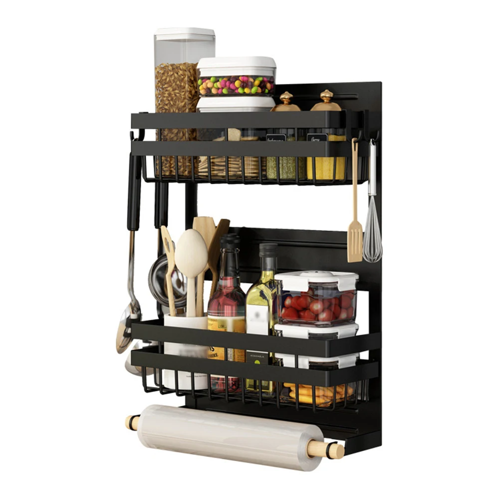 Imagem -06 - Multi-purpose Kitchen Storage Rack Geladeira Forno de Microondas Side Hanging Magnetic Punch- Tempero Rack de Armazenamento