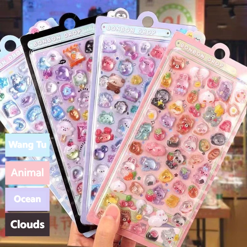 Fun 3D Pop Up Stickers Cute Cartoon Design with Crystal Diamonds Perfect for Girls Kids DIY Craft Projects