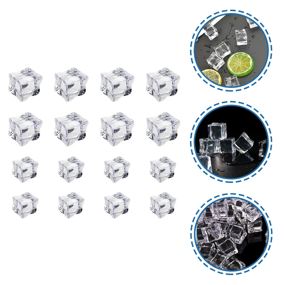 

100Pcs Fake Ice Cubes High Simulation Acrylic Artificial Crystal Ice Cubes for Photography Decoration Table Setting Display