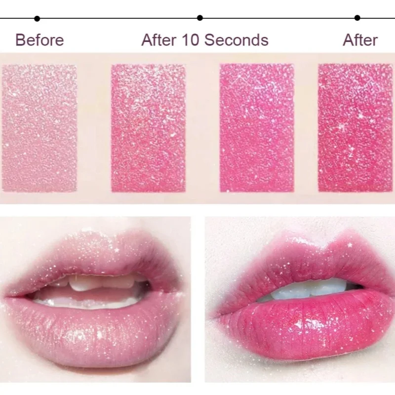 3 Colors Glitter Lipstick Temperature Color Changing Lasting Lip Velvet Lip Tint Waterproof Red Pink Sexy Cosmetics Makeup