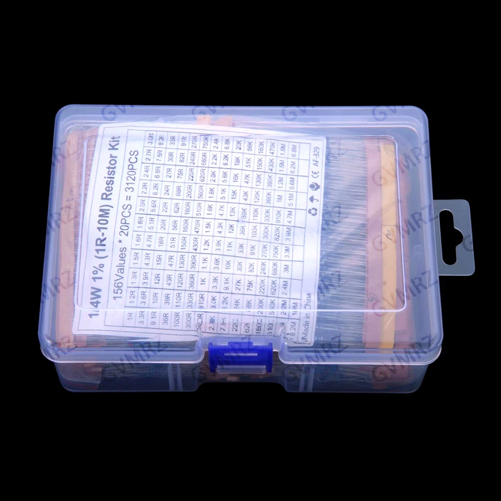 130Values 156Values 1/2W 1W 2W 1/4W 1/6W Power Metal Film Resistor Kit 1R-10M Assortment Set 1ohm-10Mohm samples pack 1/2W 1W
