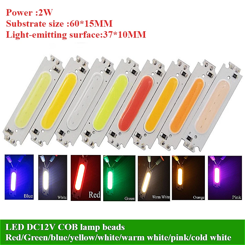 

10PCS led, cob light strips, 12V chip light beads, vehicle-mounted machines, visual lighting, fill lights, trolley lights