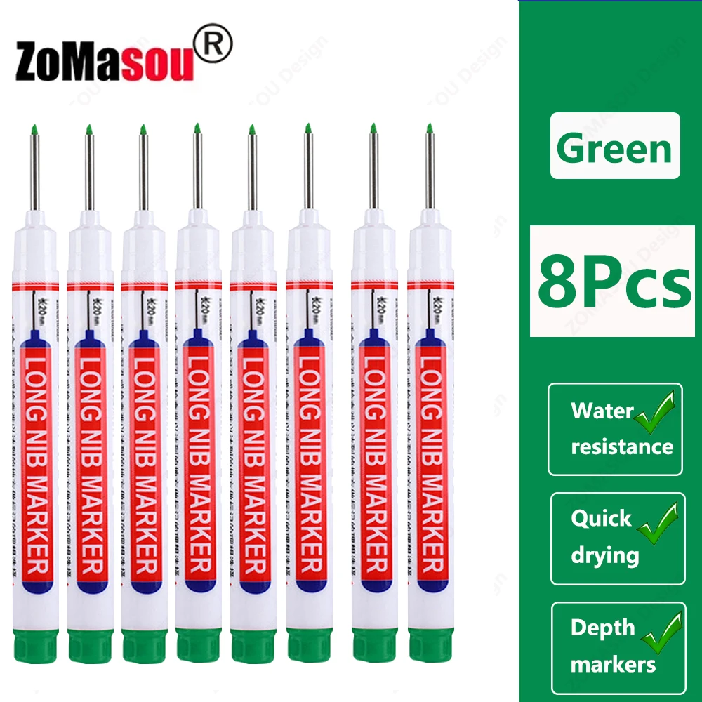 1–100 Stück 2 cm wasserdichte Marker mit langem Kopf, tiefes Loch, Markierungsstift für Metall, Schreiner, rot/schwarz/blau/grüne Tinte, Holzbearbeitungswerkzeuge