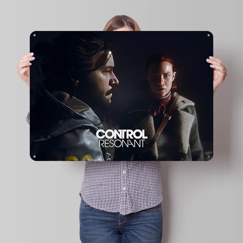 Control Resonant Game Art 3D Printed Texture Poster Personalized Wall Art Retro Metal Tin Signs for Home Decor Accessories Items