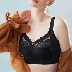 Women's Underwear Wireless Minimizer Bra Plus Size Full Coverage Non Padded Lace Floral Lingerie 34 36 38 40 42 B C D E F