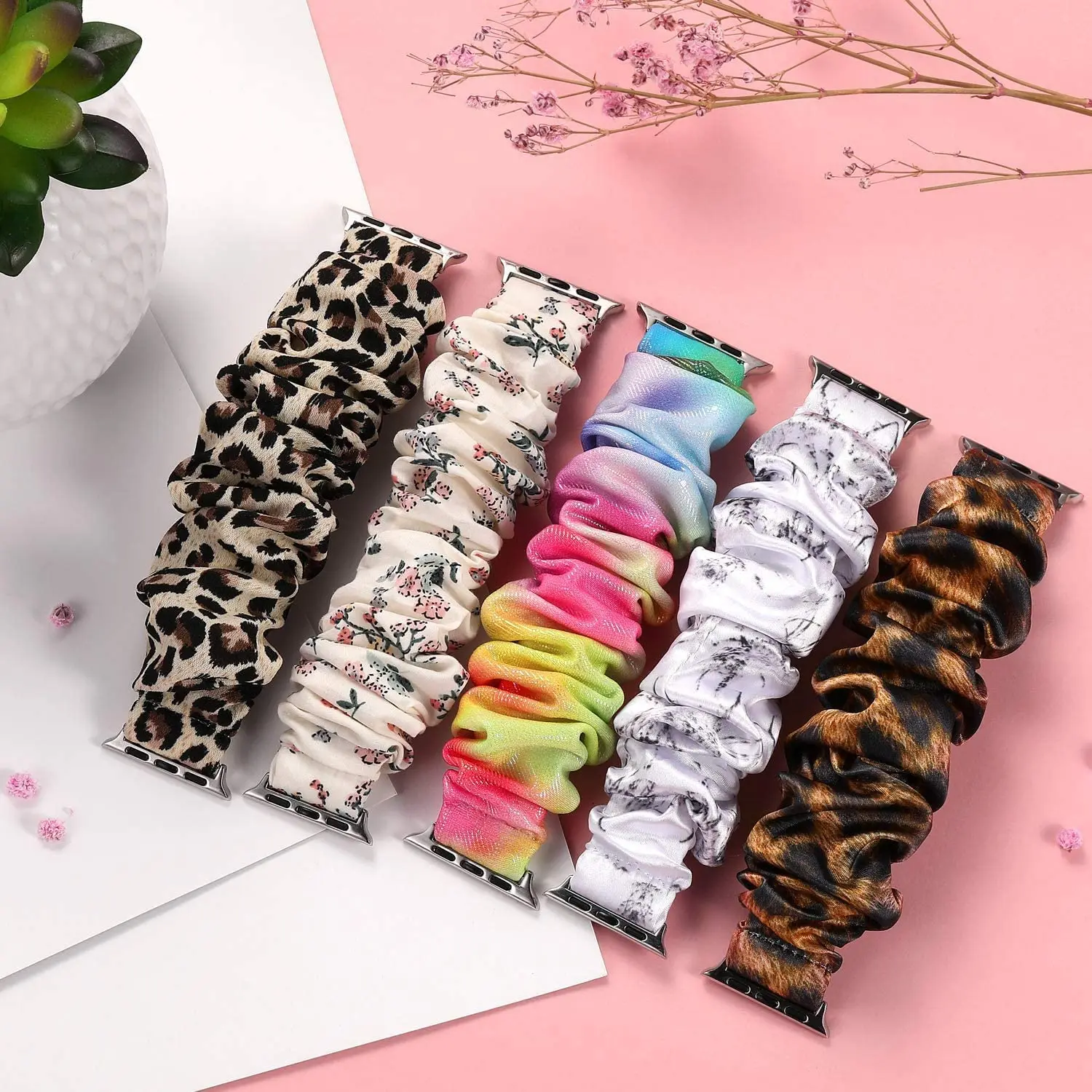 Pasek Scrunchie do Apple Watch Band 44 mm 40 mm 42 mm 41 mm 38 mm 45 mm 49 mm Ultra Nylonowa bransoletka Solo Loop iWatch Kobiety 8 7 6 5 4 SE