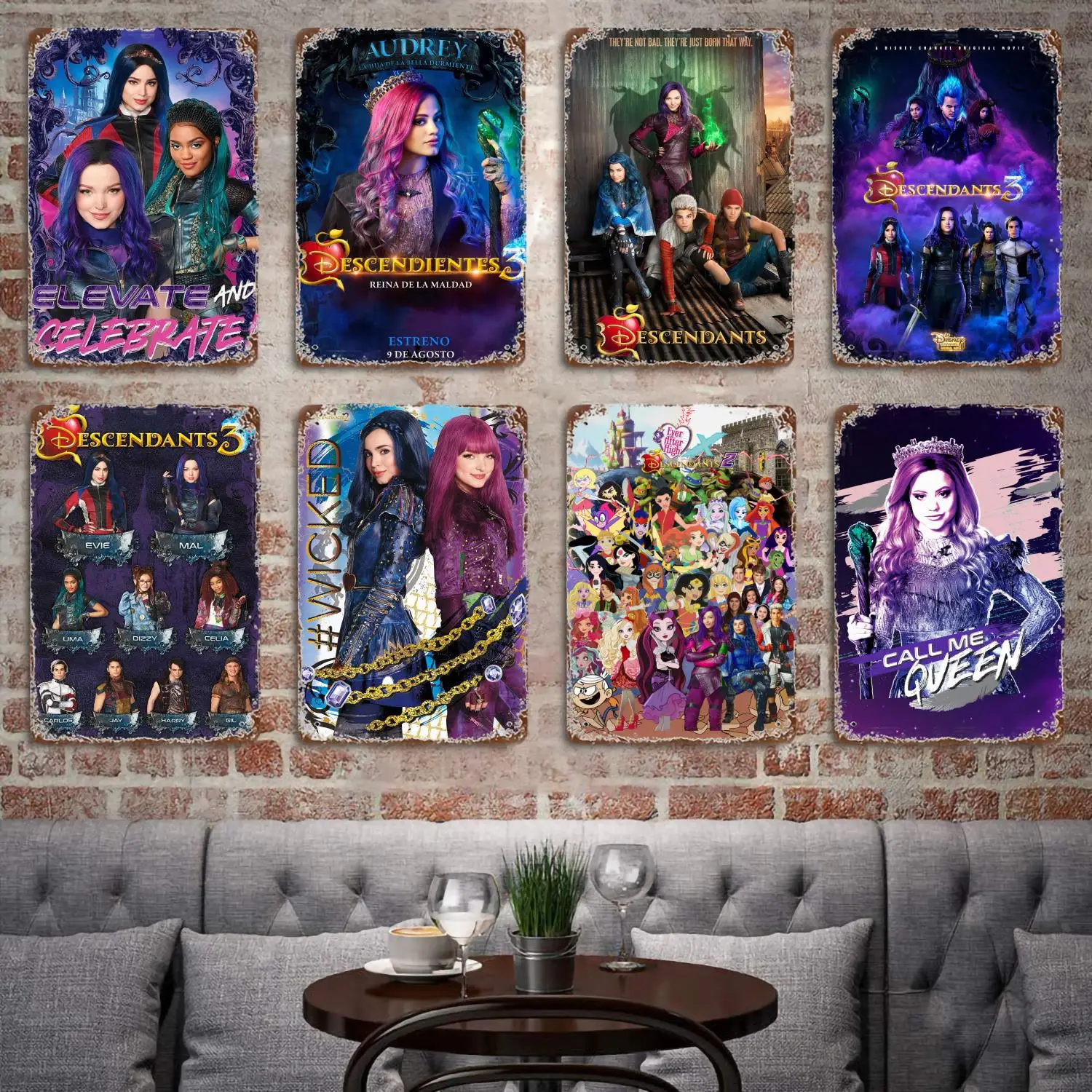 Descendants 3 - Grid metal Decor Poster Vintage Tin Sign Metal Sign Decorative Plaque for Pub Bar Man Cave Club Wall Decoration